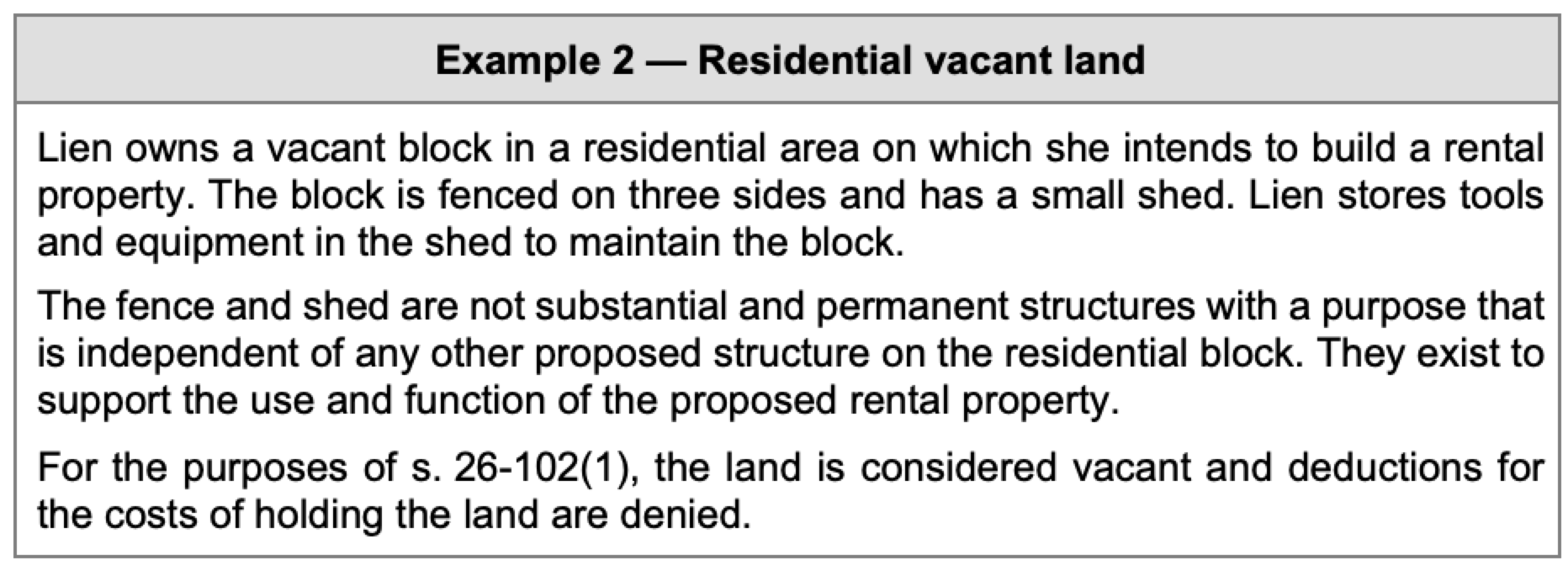 Deductibility Of Expenses Associated With Holding Vacant Land — ATO ...